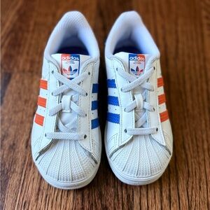 Adidas Superstar Blue & Orange Little Kid Sneakers - Size 9t